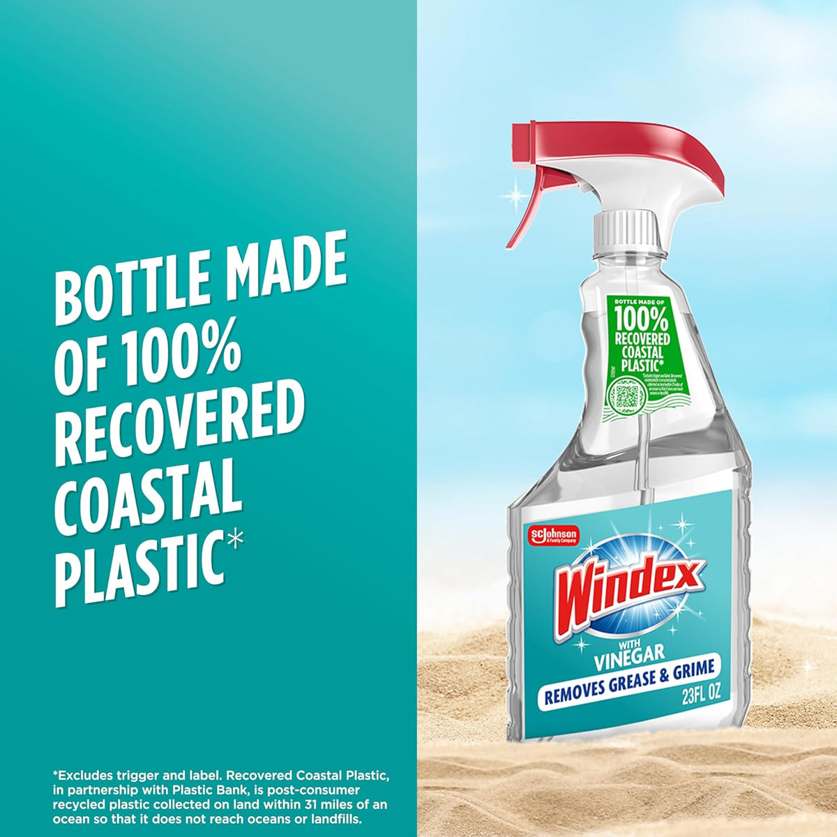 Windex Vinegar Glass Cleaner for Intentional Small Spaces, Simple Streak-Free Spray