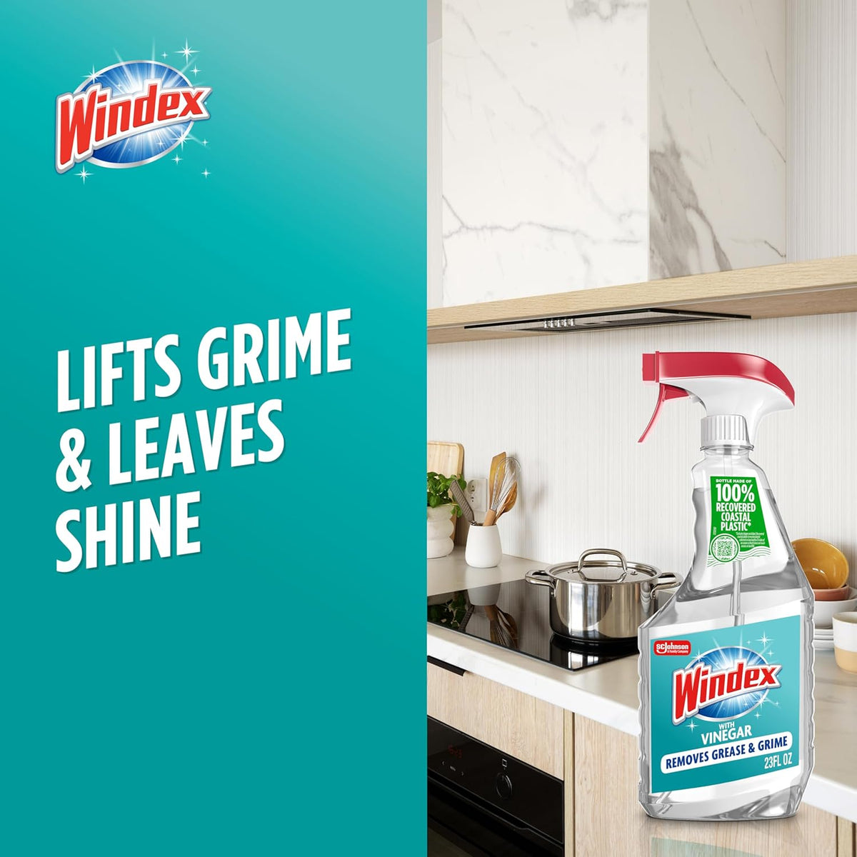 Windex Vinegar Glass Cleaner for Intentional Small Spaces, Simple Streak-Free Spray