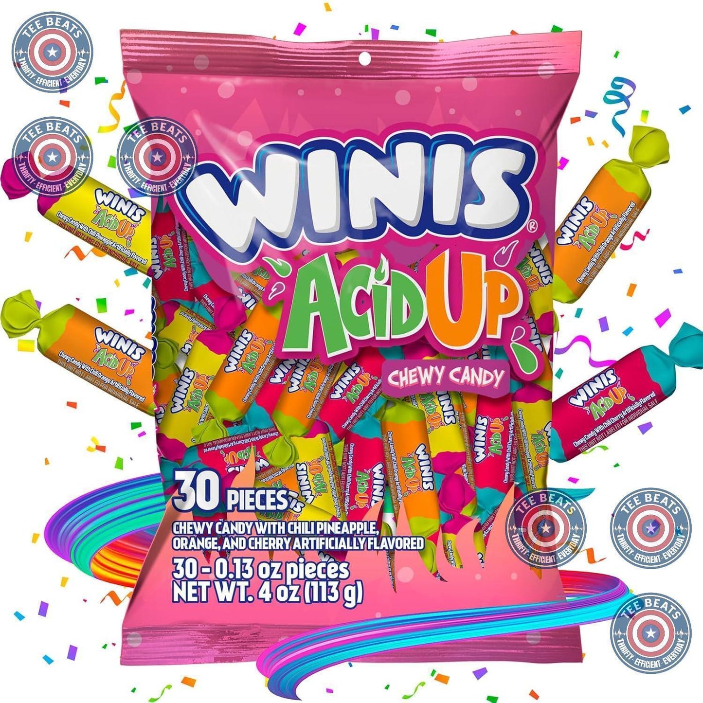 Winis Non-Melting Sour Taffy Candy – Heat-Resistant Chewy Treats for Carnival Booths and Outdoor Concessions