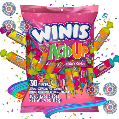 Winis Non-Melting Sour Taffy Candy – Heat-Resistant Chewy Treats for Carnival Booths and Outdoor Concessions