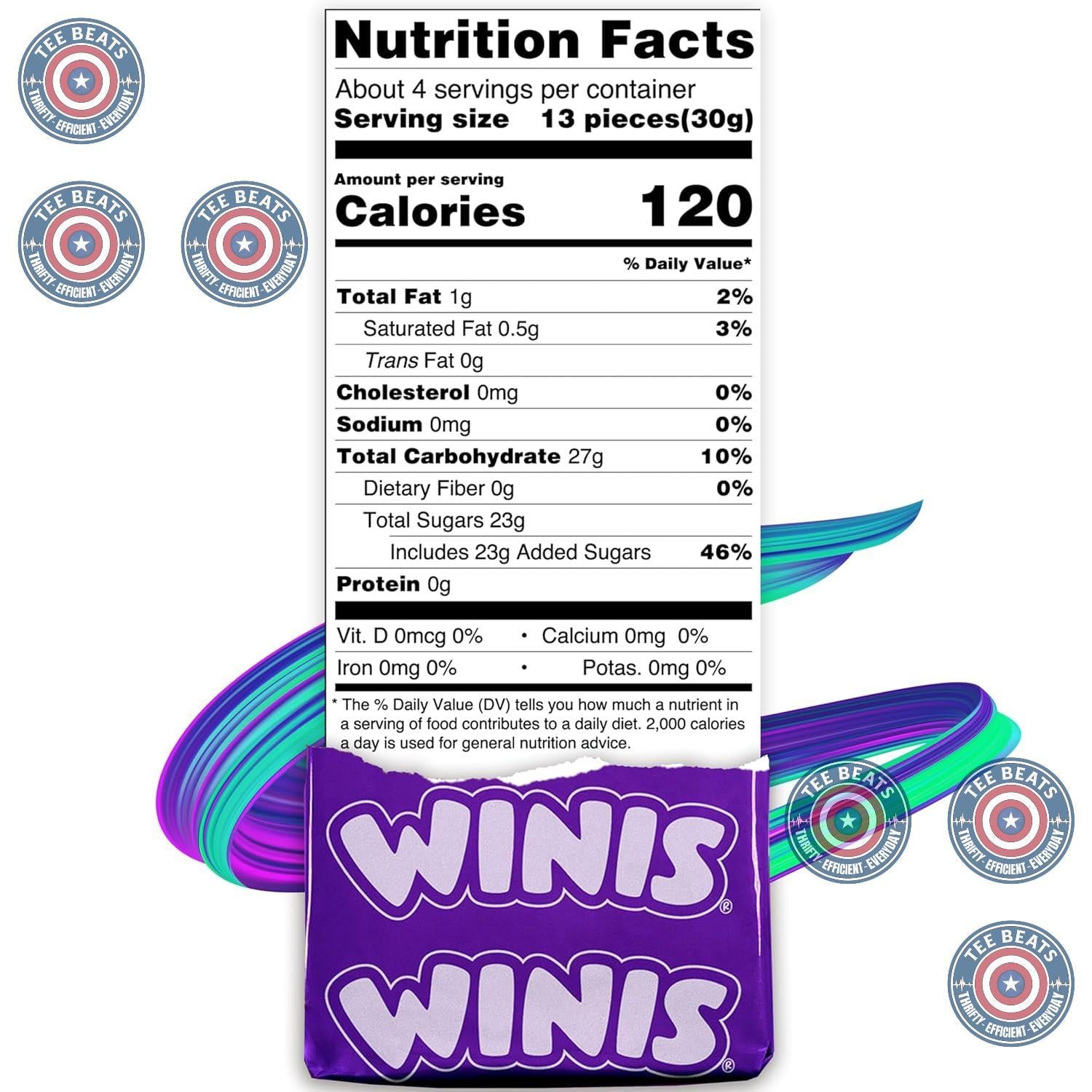 Winis Original Taffy Candy – Nostalgic Assorted Chewy Treats for Holiday Gifting and Valentine's Day Stocking Stuffers, 50 Wrapped Pieces