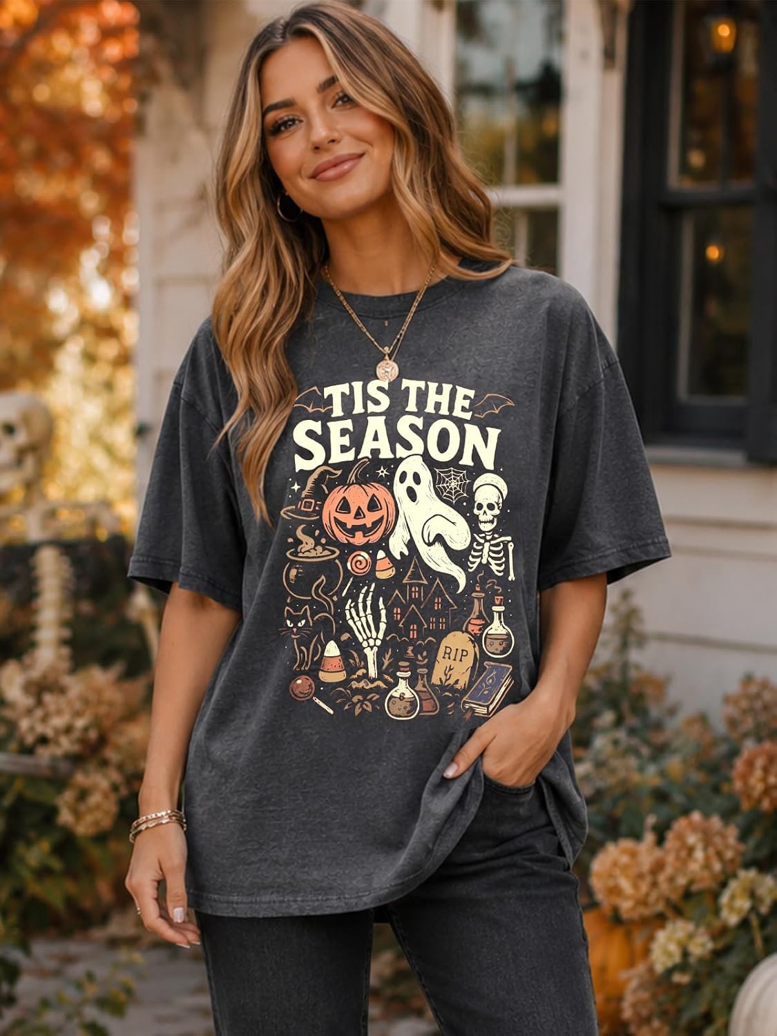 Witch Please Oversized Halloween Sweatshirt Alternative – Cozy Holiday Gift for Mom, Crew Neck Spooky Tee