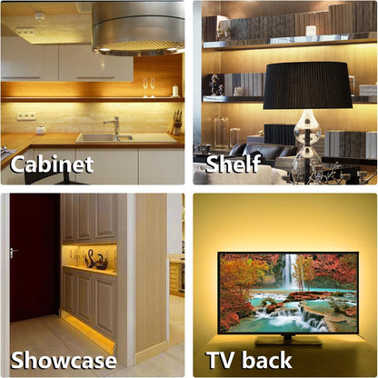 WOBANE Under Cabinet LED Lighting Kit – Cozy Warm White Glow for Bedroom Bookshelves and Living Room Accents