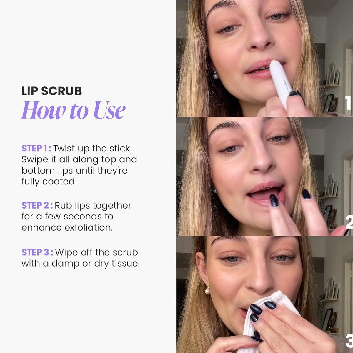 Wonderskin Lip Scrub – Thoughtful Birthday Gift for Her, Travel-Size 3-in-1 Lip Care Crayon