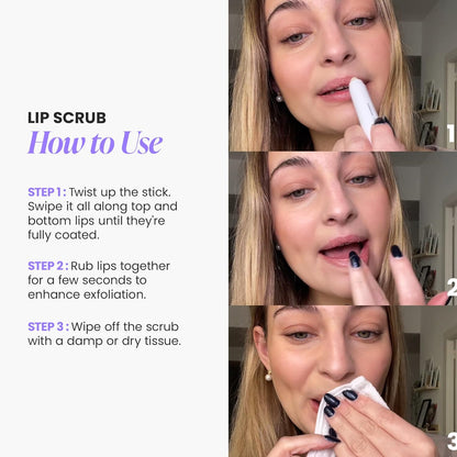 Wonderskin Lip Scrub – Thoughtful Birthday Gift for Her, Travel-Size 3-in-1 Lip Care Crayon