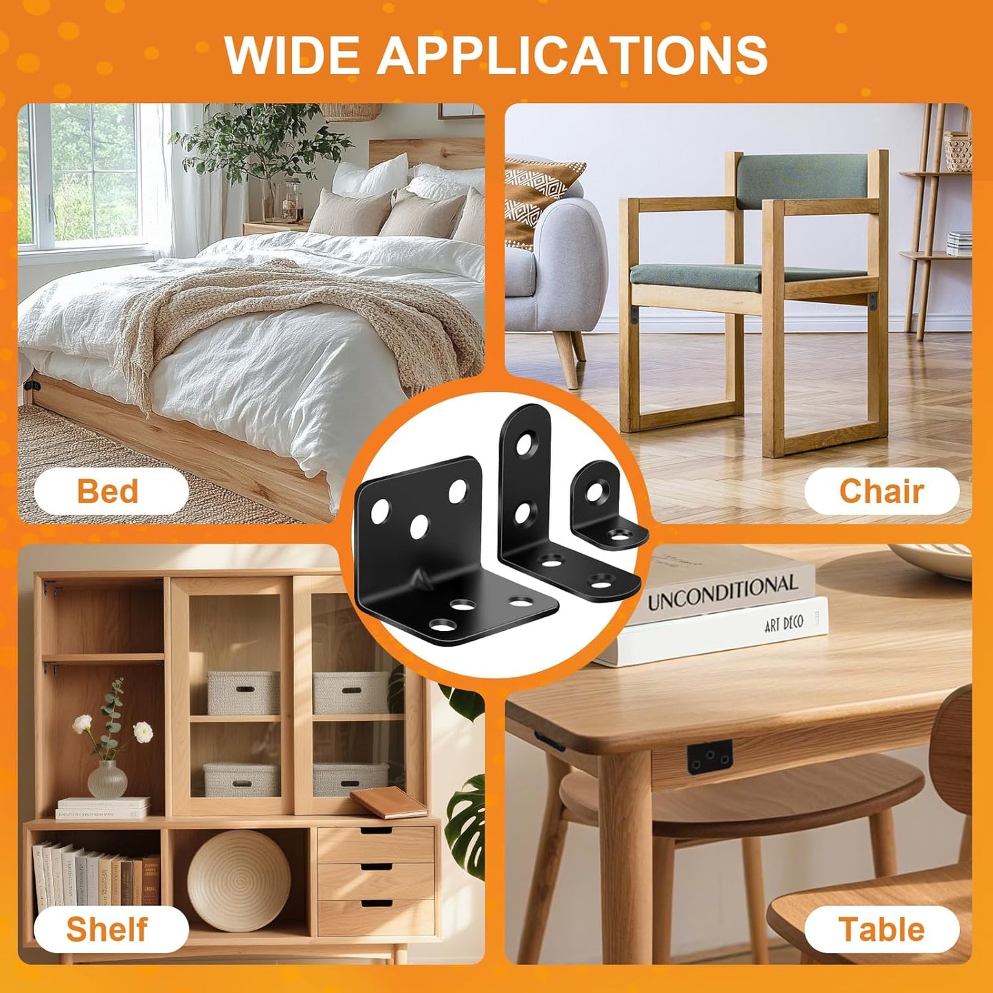 WorkBench Essentials L-Bracket Corner Brace Kit for Cozy Bedroom Makeovers and Custom Floating Shelves