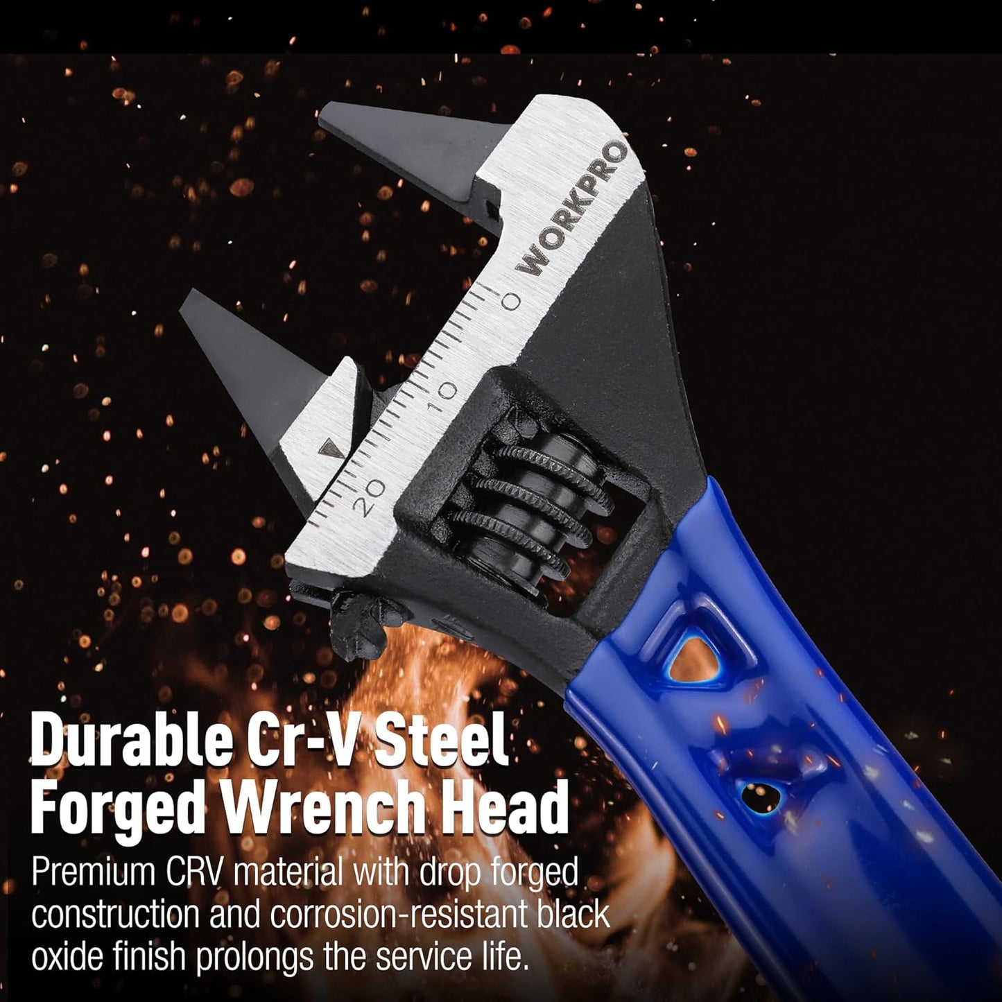 WORKPRO 4-Inch Stubby Adjustable Wrench – Productivity Booster for Tight Engine Bay and Under-Sink Plumbing Repairs