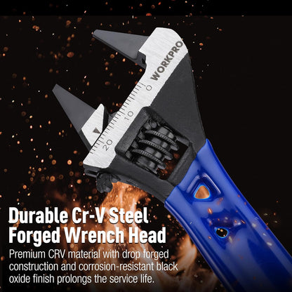 WORKPRO 4-Inch Stubby Adjustable Wrench – Productivity Booster for Tight Engine Bay and Under-Sink Plumbing Repairs