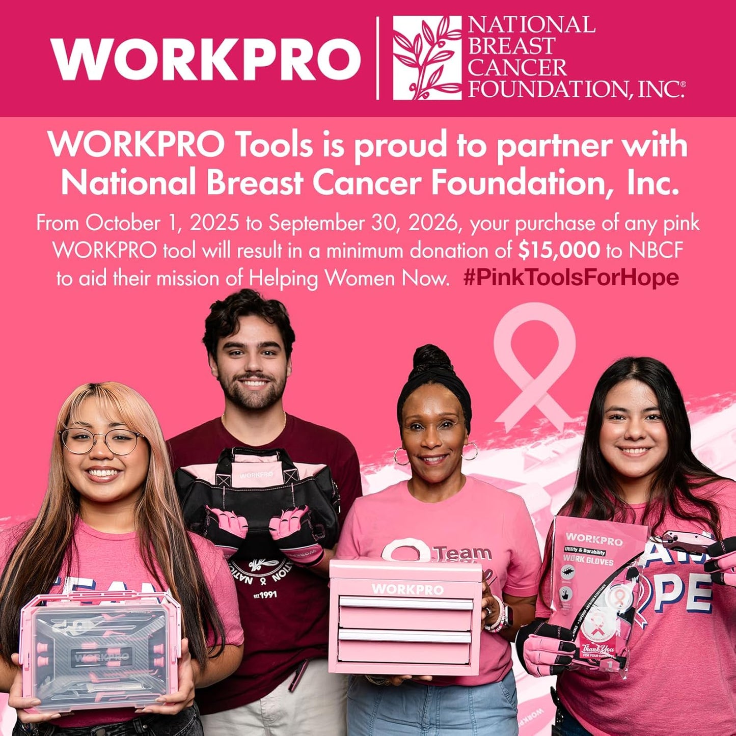 WORKPRO Pink Ribbon Claw Hammer – Thoughtful Breast Cancer Awareness Gift for Mom and Best Friend