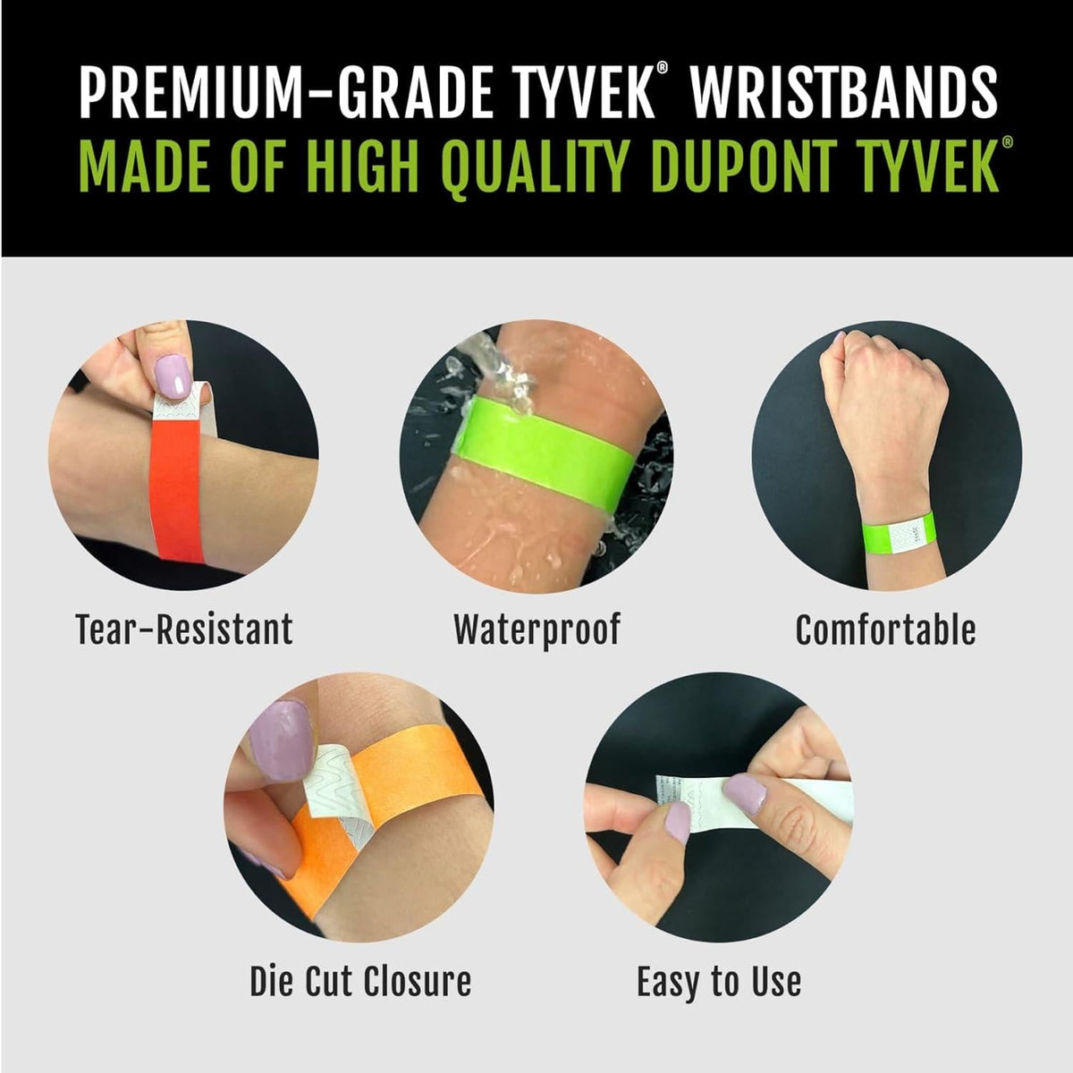 WristCo Professional Tyvek Wristbands – Writable Surface Bands for Networking Events