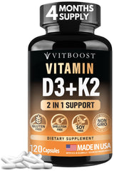 VITBOOST Vitamin D3 K2 MK-7 - 5000 IU Desk-Drawer Daily Vitamin, Reliable Immune Support Between Meetings