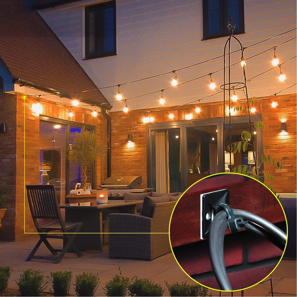 XHF UV Protected Adhesive Cable Tie Mounts – Outdoor Eaves and Patio String Light Installation with 8 Inch Zip Ties