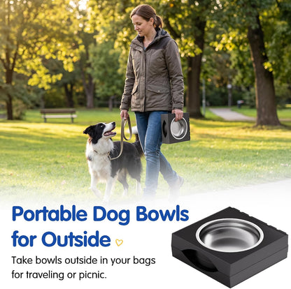 XIAZ Slip Resistant Dog Bowl Stand – Quiet Elevated Feeding Station for Indoor Crate Area, Adjustable Heights with Steel Bowls