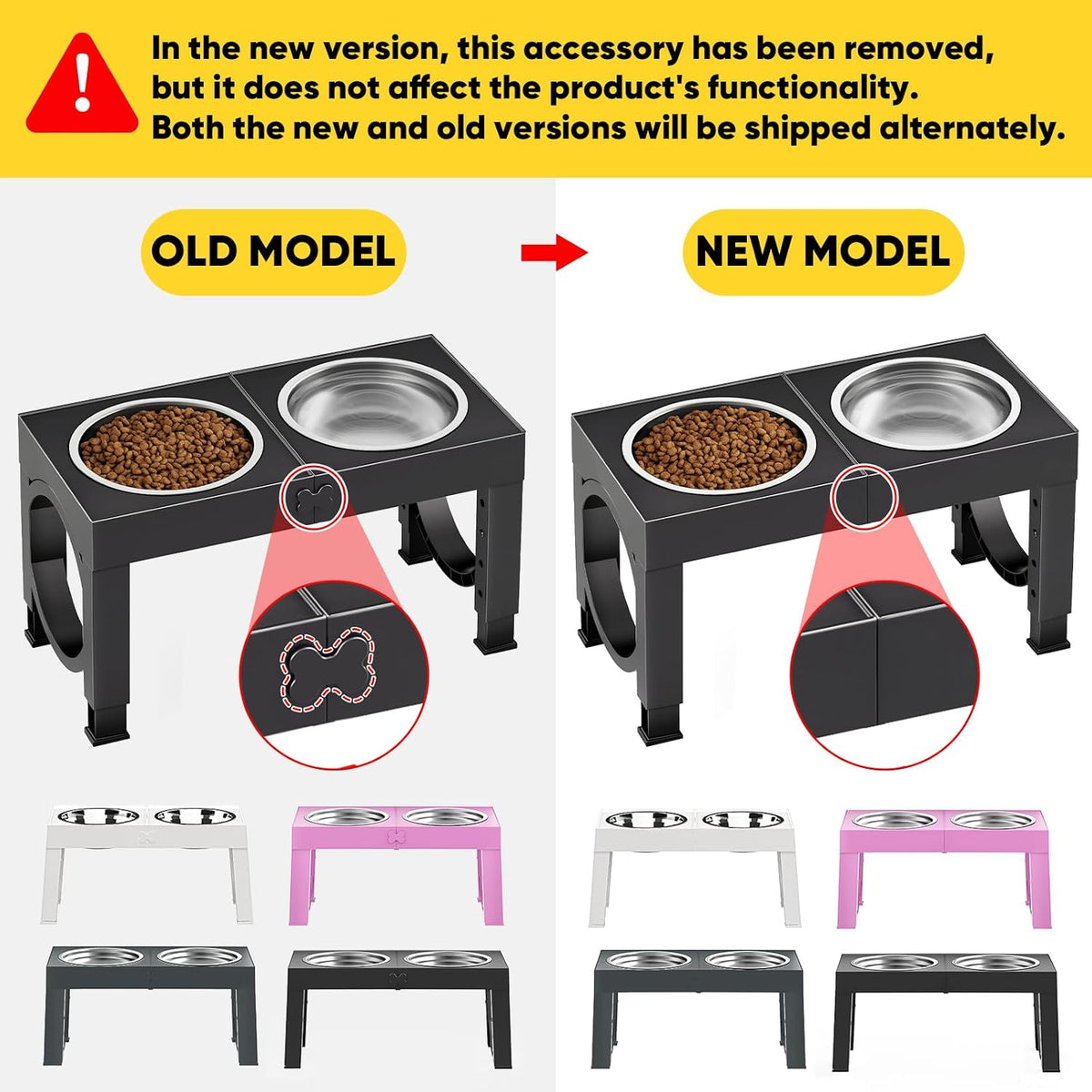 XIAZ Slip Resistant Dog Bowl Stand – Quiet Elevated Feeding Station for Indoor Crate Area, Adjustable Heights with Steel Bowls