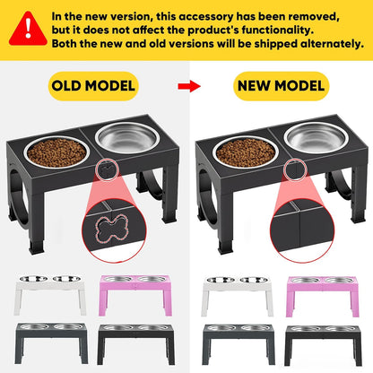 XIAZ Slip Resistant Dog Bowl Stand – Quiet Elevated Feeding Station for Indoor Crate Area, Adjustable Heights with Steel Bowls