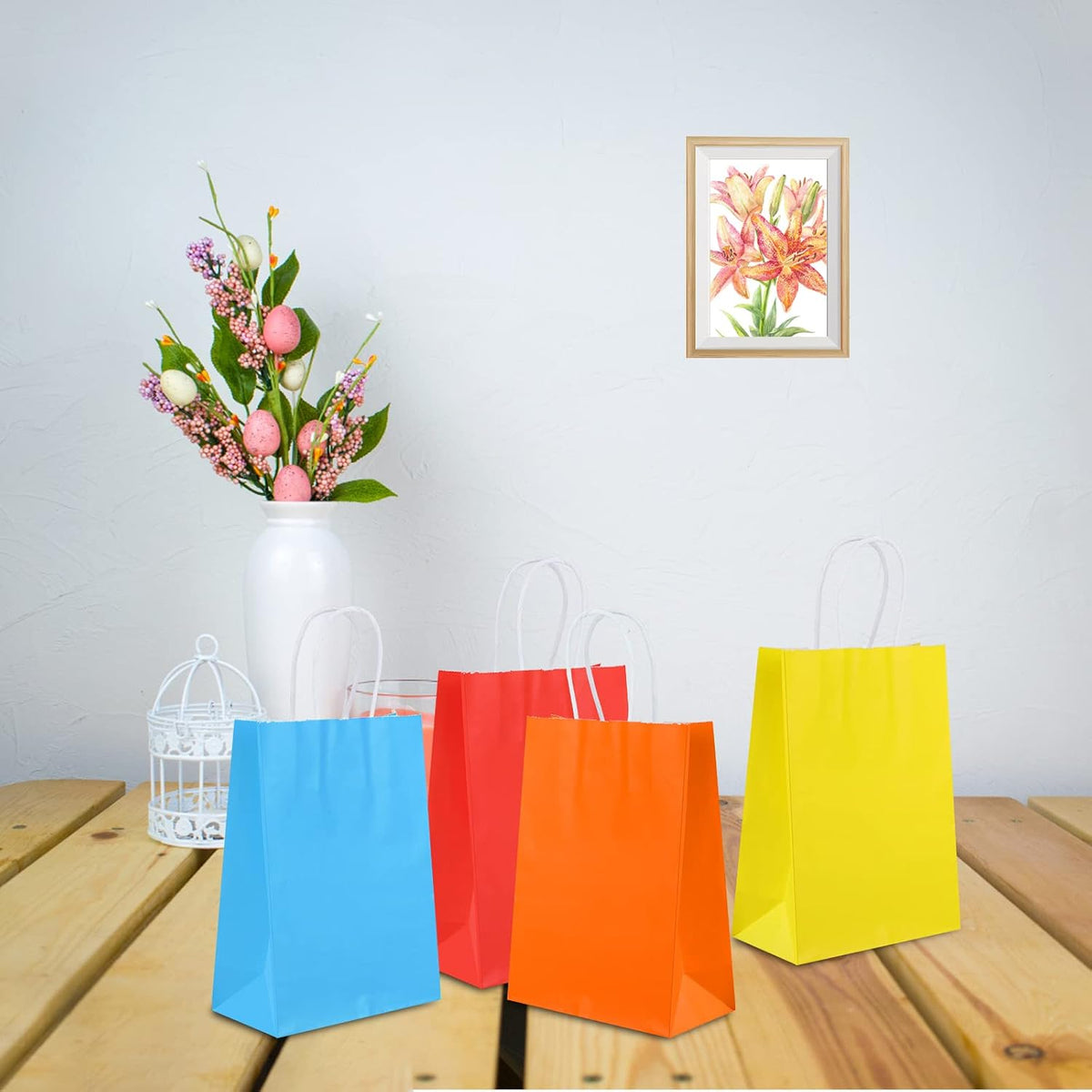 XPCARE Solid Color Paper Gift Bags 32 Pack, Housewarming Present Bags with Blank Surface for Personal Notes