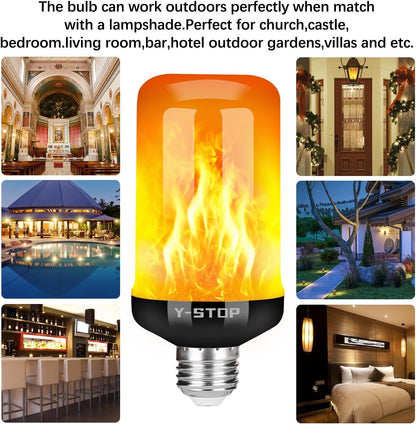 Y-STOP Open-Air Flame Bulb – Durable LED Flicker for Restaurant Patios, Bar Counters, and Pop-Up Event Spaces, 2 Pack