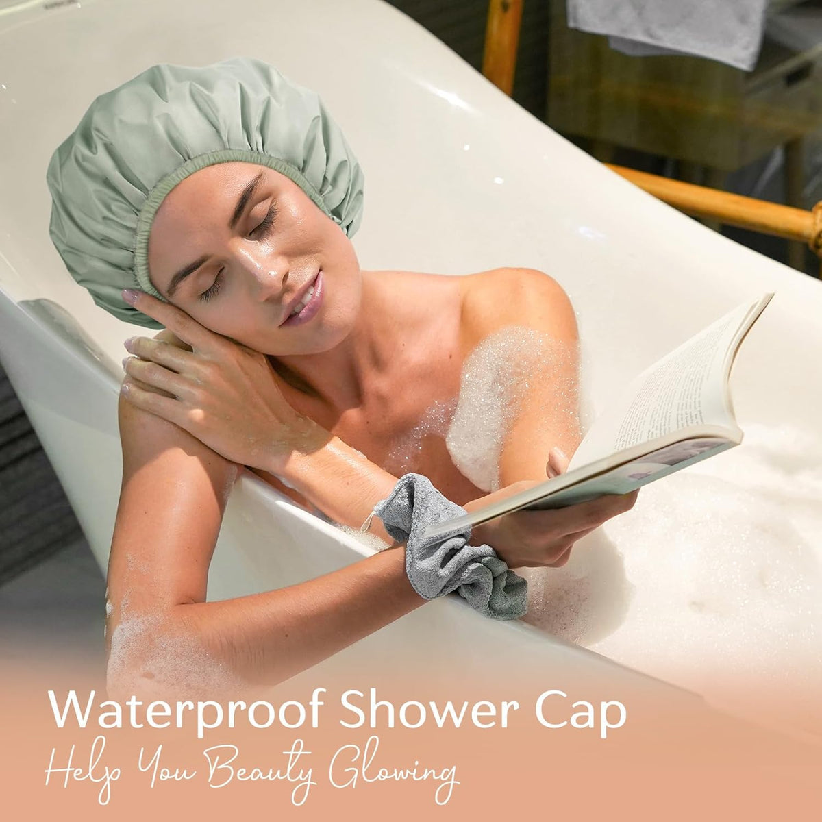 Yanibest Reusable Shower Bonnet – Intentional Self-Care Piece for Clutter-Free Bath Counters, One-Size Fit