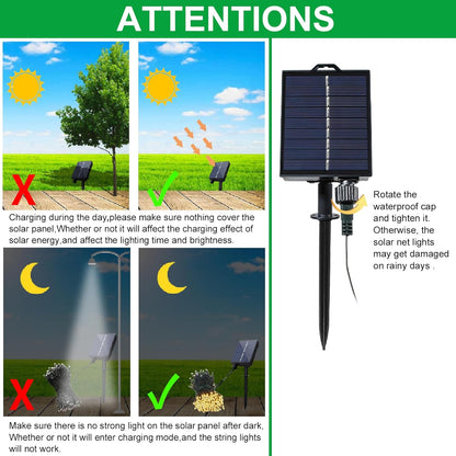 YAOZHOU Solar Christmas Net Lights – Portable 208 LED Mesh Lights for Camping, Patio Gatherings & Backyard Decor
