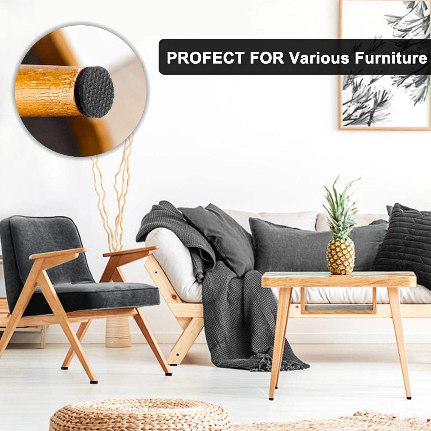 Yelanon Furniture Pads for Hardwood Floors – Subtle Living Room Floor Protector for Sofas and Chairs