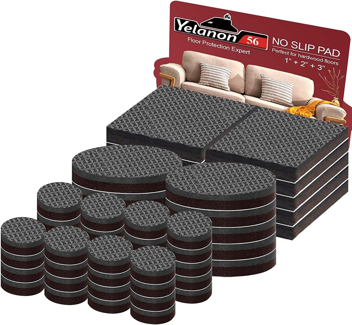 Yelanon Furniture Pads for Hardwood Floors – Subtle Living Room Floor Protector for Sofas and Chairs