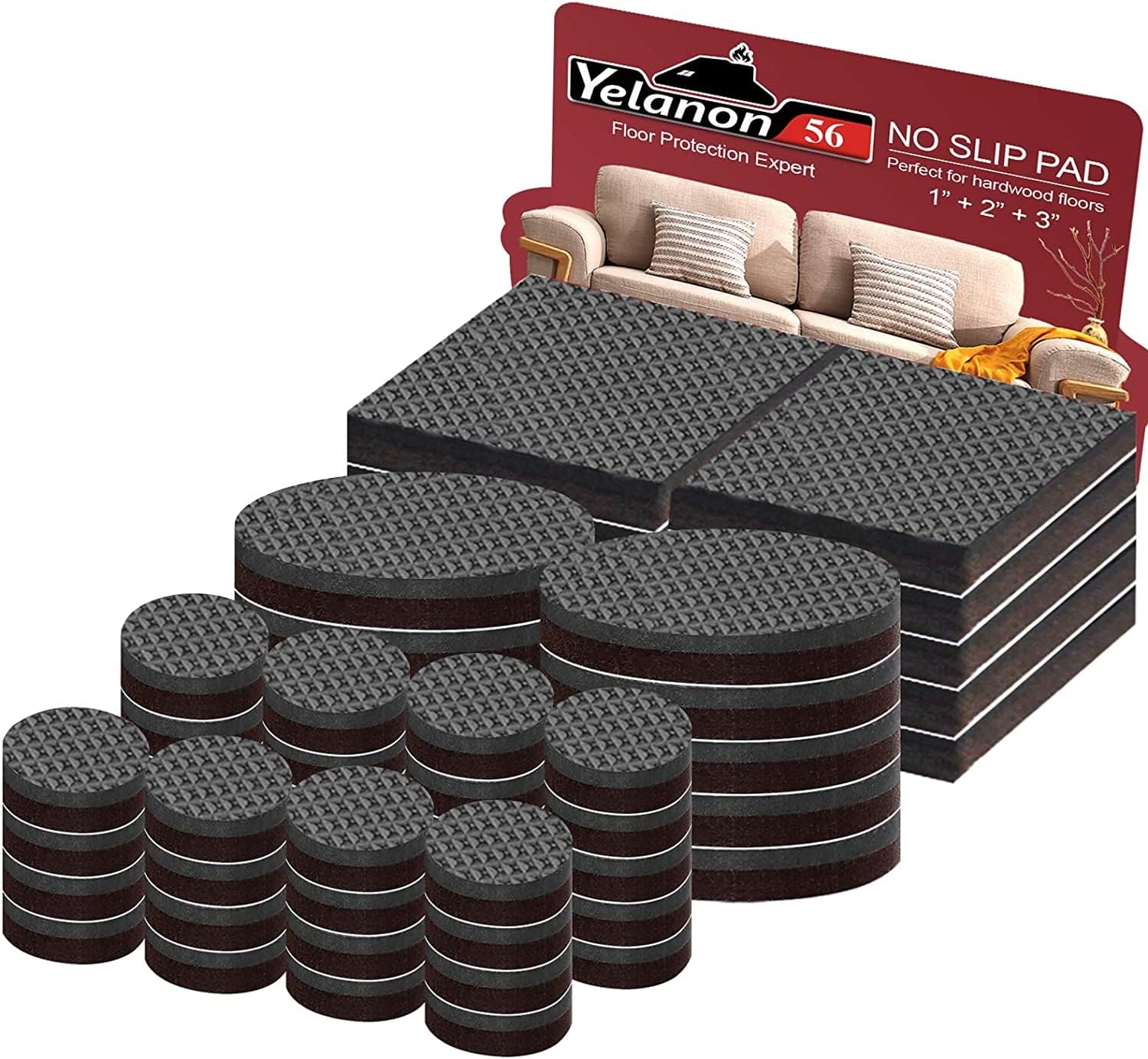 Yelanon Furniture Pads for Hardwood Floors – Subtle Living Room Floor Protector for Sofas and Chairs