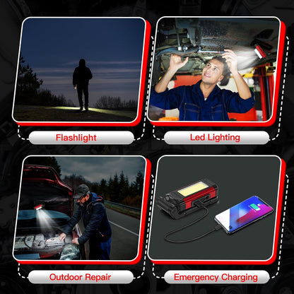 YiaMia Rechargeable LED Work Light 2 Pack – Practical Stocking Stuffer Gift for Dad, Hands-Free Flashlight for Car and Garage