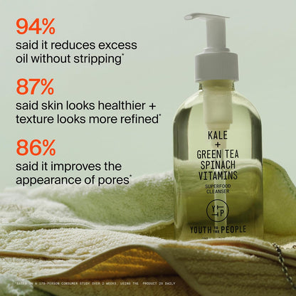 Youth To The People Superfood Cleanser - Antioxidant Green Tea Face Wash to Elevate Your Daily Skincare Ritual