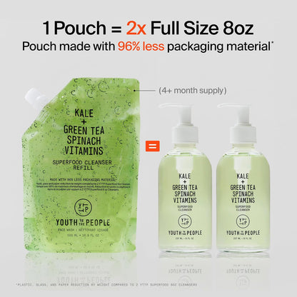 Youth To The People Superfood Cleanser - Antioxidant Green Tea Face Wash to Elevate Your Daily Skincare Ritual