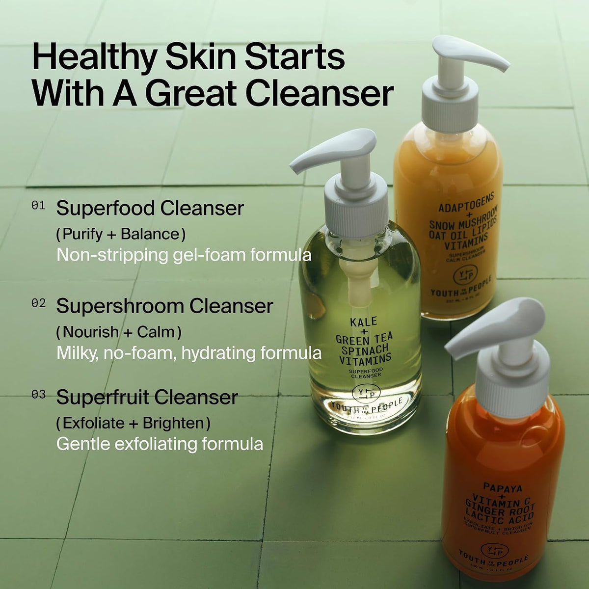 Youth To The People Superfood Cleanser - Antioxidant Green Tea Face Wash to Elevate Your Daily Skincare Ritual