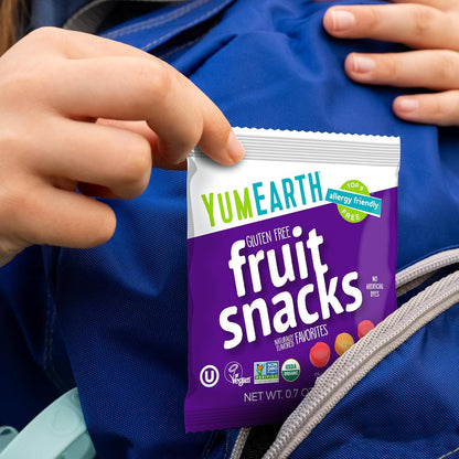 YumEarth Organic Fruit Snacks – Allergy Safe School Lunchbox Treat for Kids, Top 9 Allergen Free Pouches