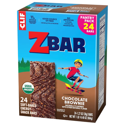 Zbar Chocolate Brownie Soft-Baked Granola Bars — Portable Snack for Family Road Trips and Camping, 24 Pack