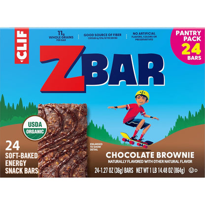 Zbar Chocolate Brownie Soft-Baked Granola Bars — Portable Snack for Family Road Trips and Camping, 24 Pack