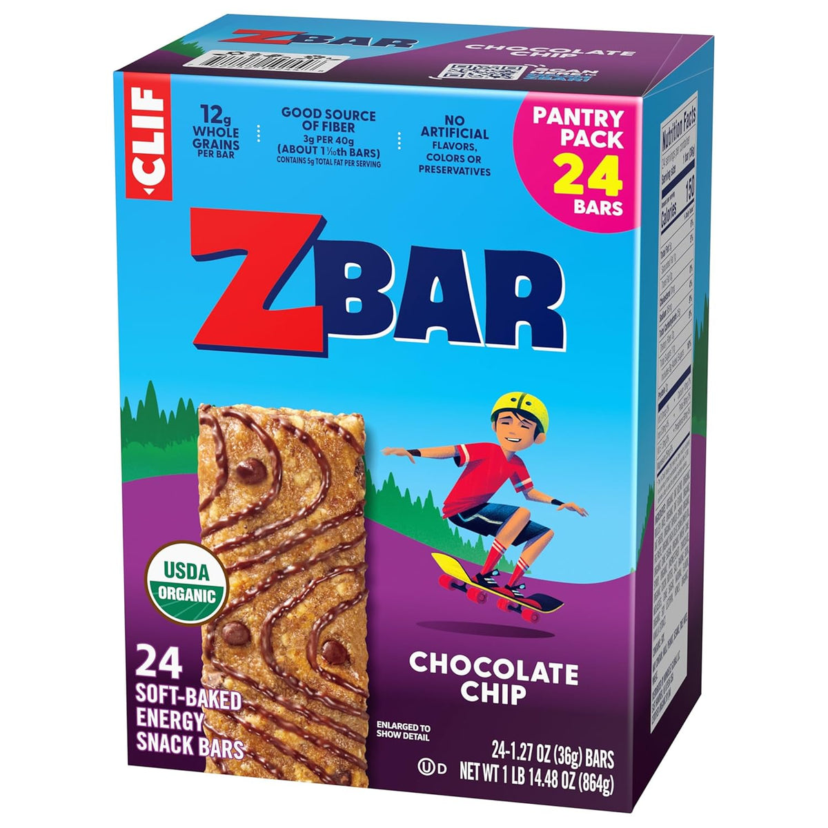 Zbar Chocolate Chip Soft-Baked Granola Bars for Kids Lunchbox – 24 Individually Wrapped USDA Organic Snacks