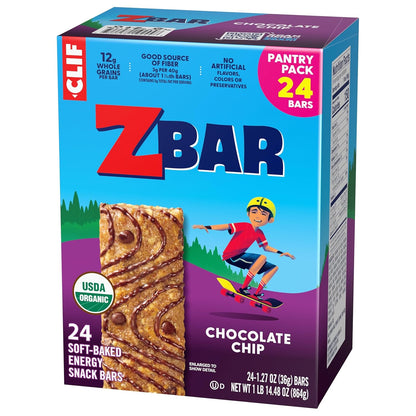 Zbar Chocolate Chip Soft-Baked Granola Bars for Kids Lunchbox – 24 Individually Wrapped USDA Organic Snacks