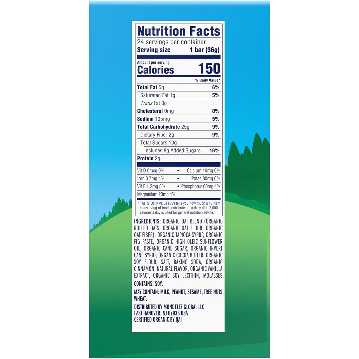 Zbar Iced Oatmeal Cookie Snack Bars – Lunchbox Snack for Active Kids, 24 Individually Wrapped Organic Granola Bars