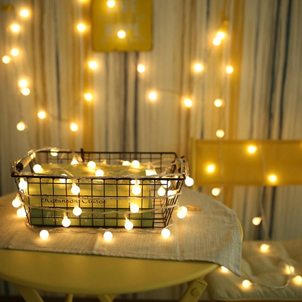 ZIMINGU LED Ball String Lights – Cozy Living Room Decor with Warm 2700K Globe Bulbs, USB Powered Fairy Lights for Bedroom Aesthetic