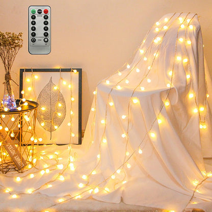ZIMINGU LED Ball String Lights – Cozy Living Room Decor with Warm 2700K Globe Bulbs, USB Powered Fairy Lights for Bedroom Aesthetic