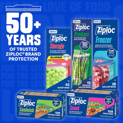 Ziploc Freezer Bags Gallon Size – Reusable Resealable Storage to Reduce Single-Use Waste