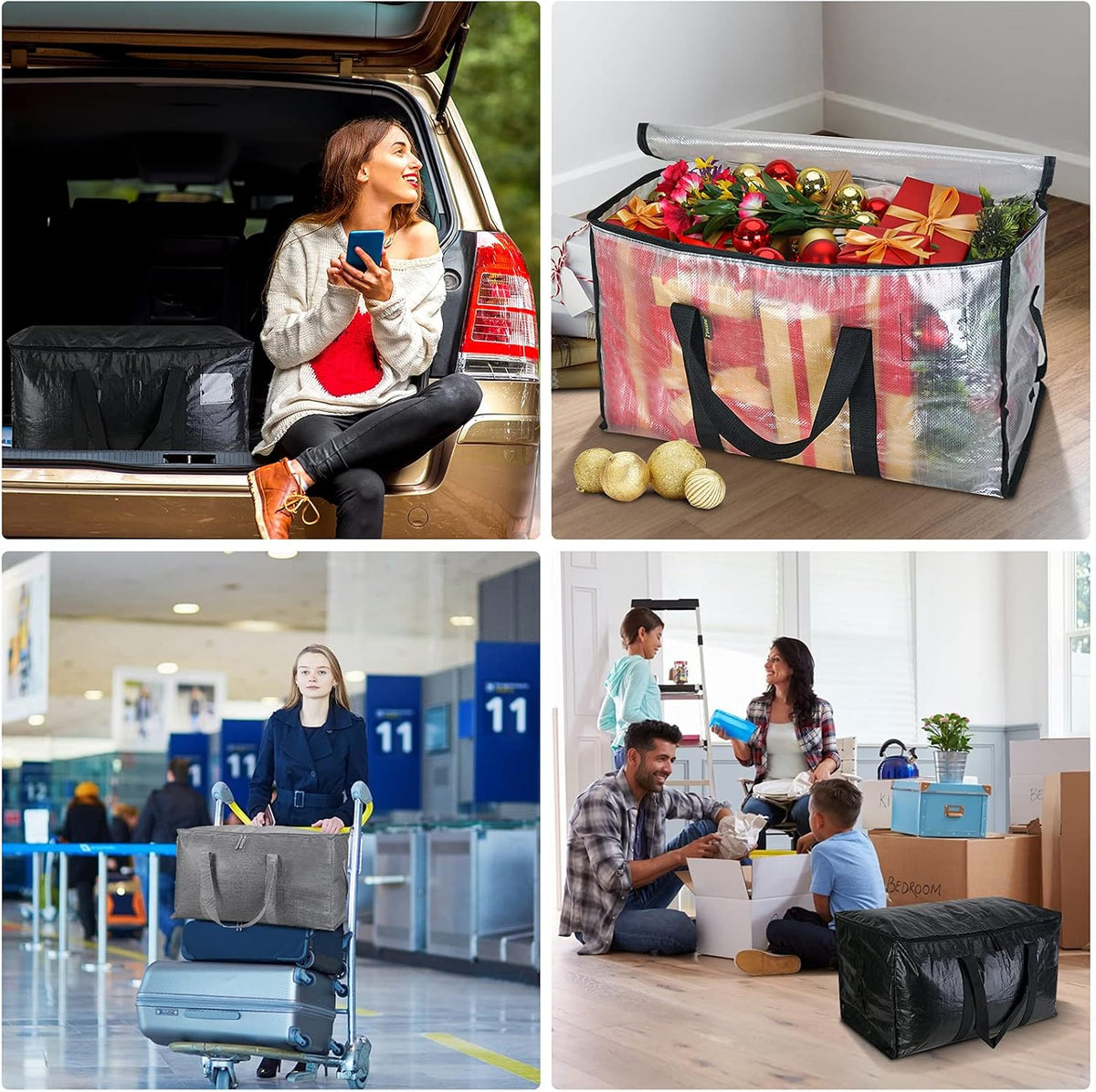 zippered open-top closure for fast loading and unloading