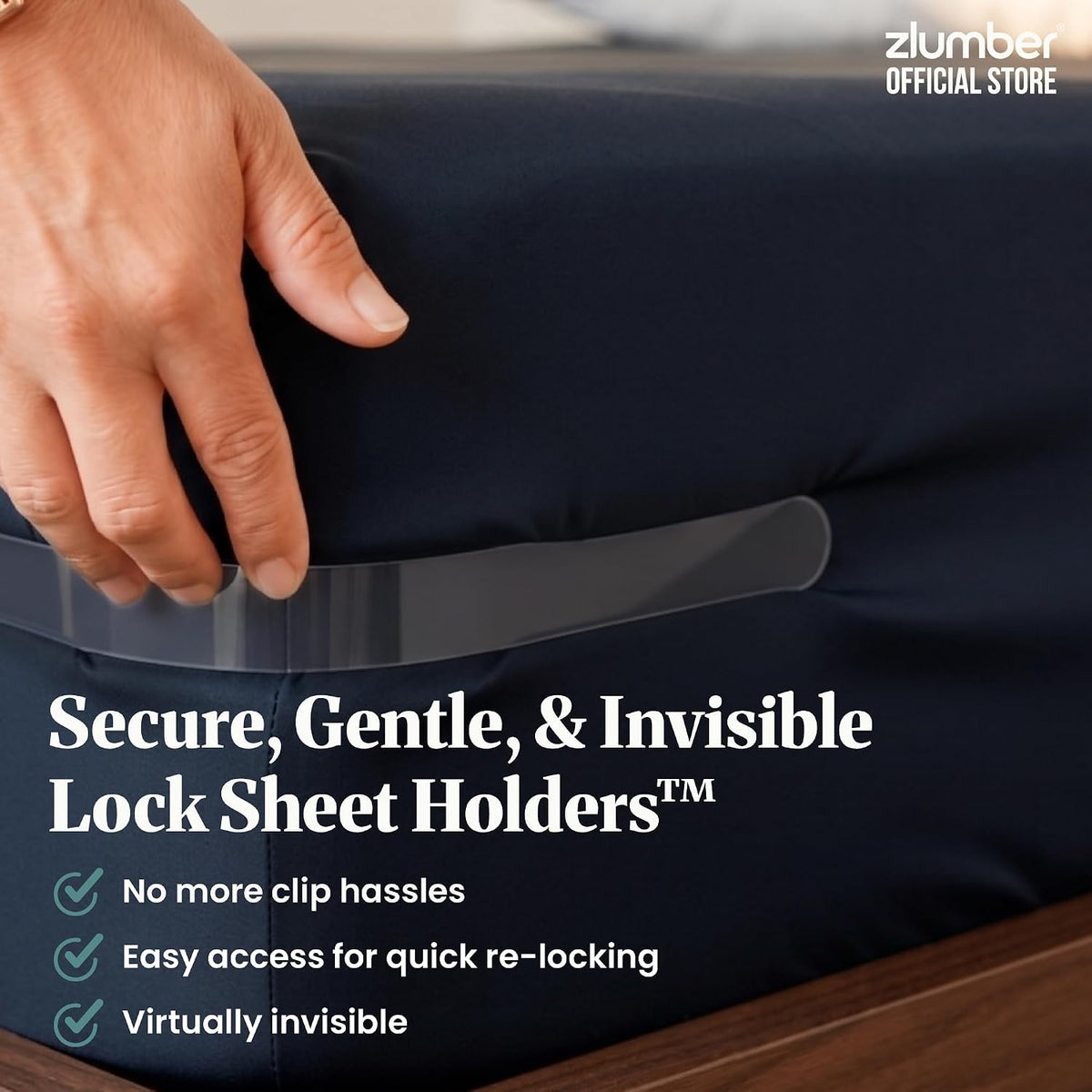 ZlumberLock Corner Sheet Locks – Better Night's Sleep Upgrade, Holds Sheets in Place Through Every Position