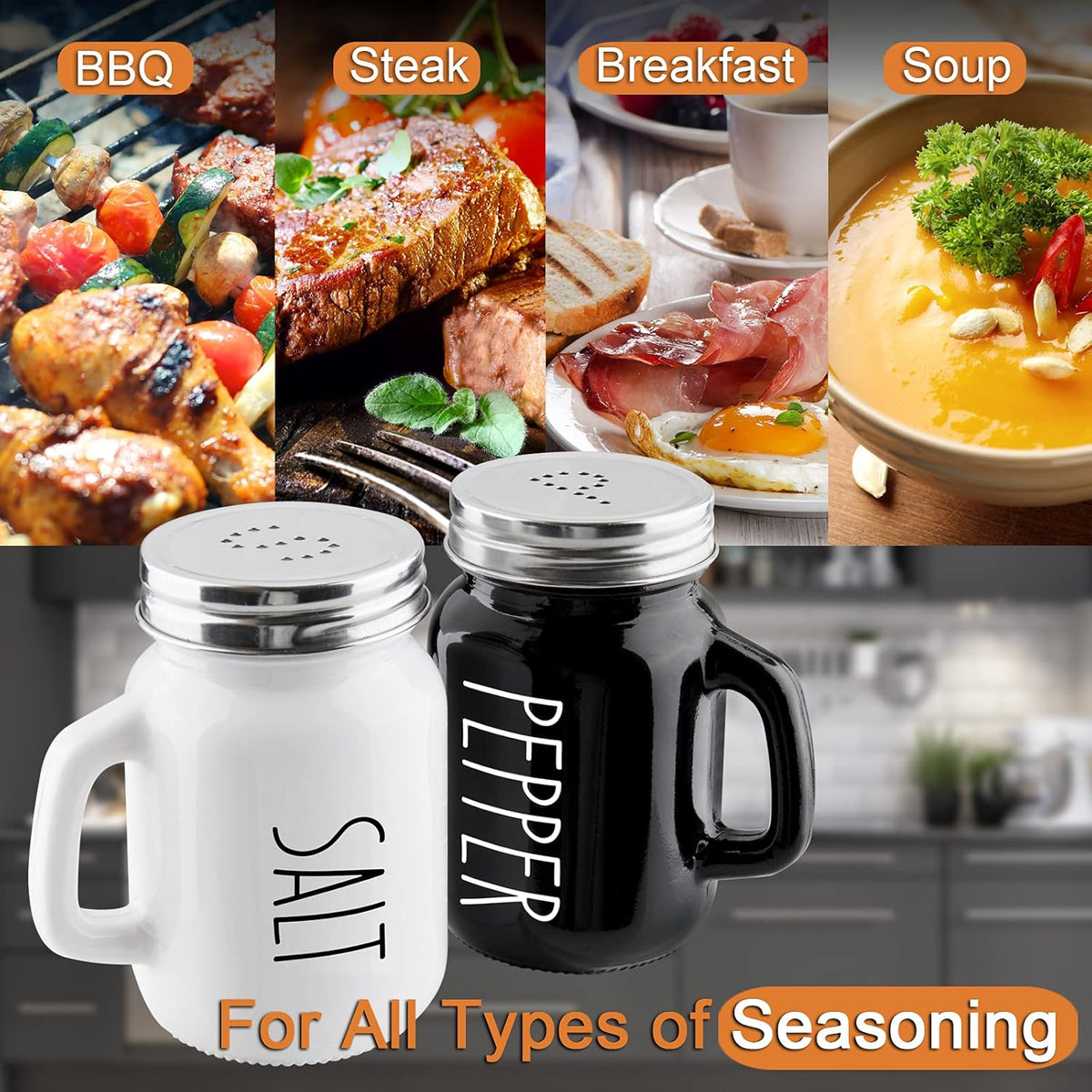 ZOSUJO 4 oz Glass Salt and Pepper Shakers – Birthday Gift for Mom and Her, Kitchen Decor Surprise