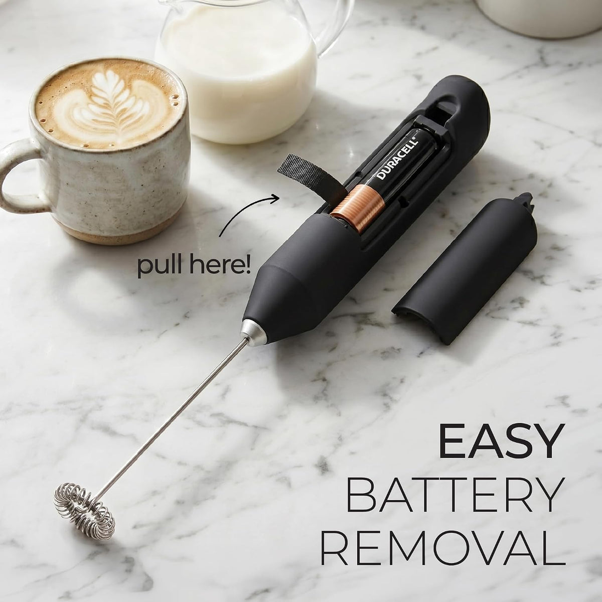 Zulay Kitchen Milk Frother Handheld - Self-Care Kitchen Essential, Handheld Mini Frother for Protein Shakes and Wholesome Drinks